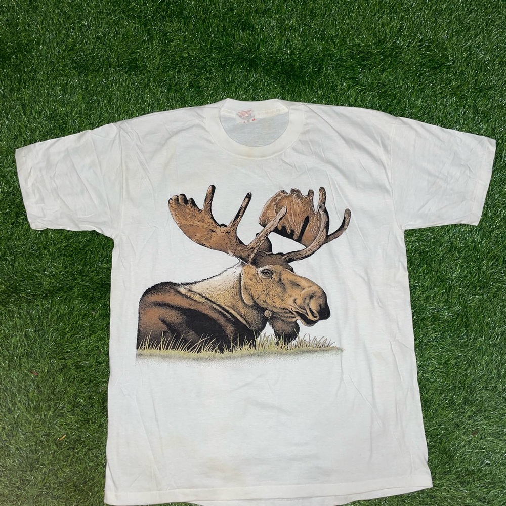 Vintage 90s moose animal wild life nature t shirt size XL